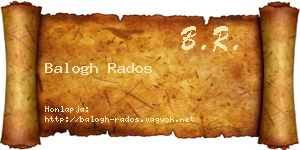Balogh Rados névjegykártya
